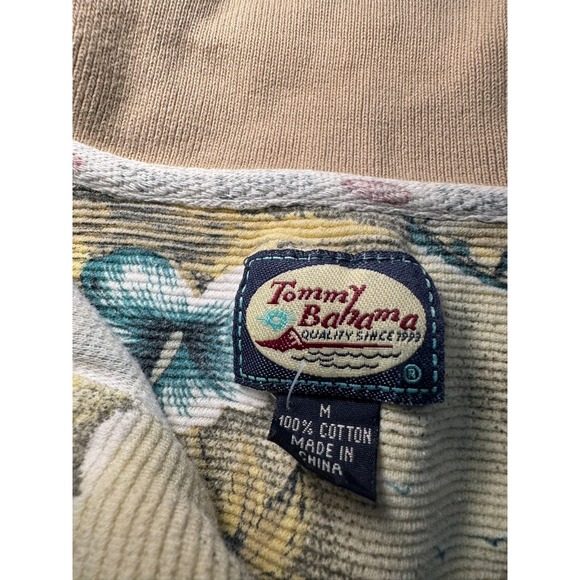 Vintage Tommy Bahama Hawaiian Polo Shirt Size Medium Retro Green Beach - Picture 2 of 7